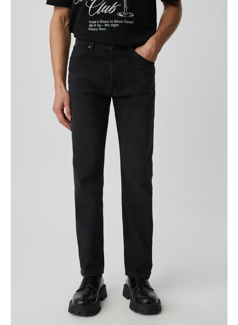 GRIMELANGE Men's Regular Fit Relaxed Cut Thick Textured Wash Effect Magic Denim Anthracite Jeans - Image 2